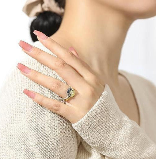 Sun Moon Set Women Gold Silver Ring Adjustable Celestial Women Jewellery Gift UK