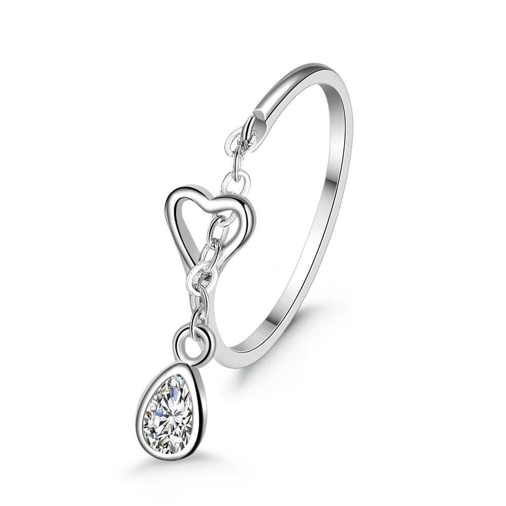 925 Sterling Silver Heart Ring with Teardrop Crystal Women Jewellery Gift UK