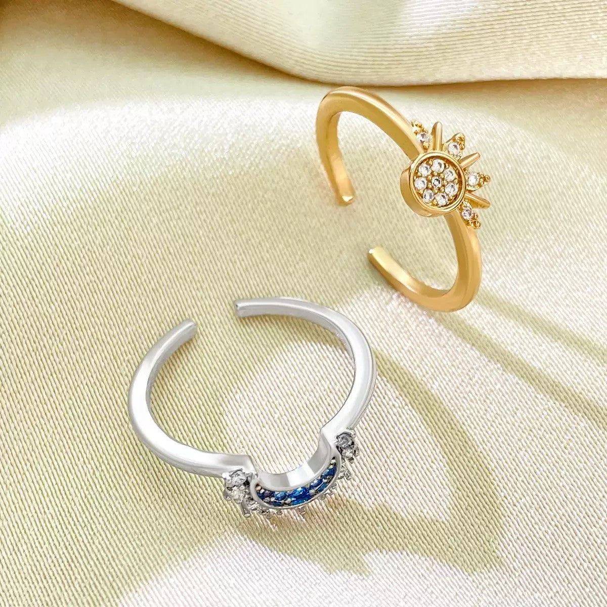 Sun Moon Set Women Gold Silver Ring Adjustable Celestial Women Jewellery Gift UK