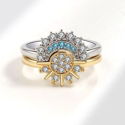 Sun Moon Set Women Gold Silver Ring Adjustable Celestial Women Jewellery Gift UK