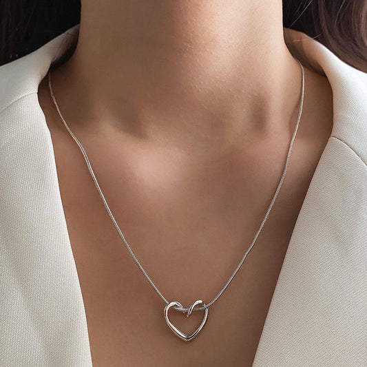 Shiny 925 Sterling Silver Cute Heart Pendant Chain Necklace Women Lady Girl Gift