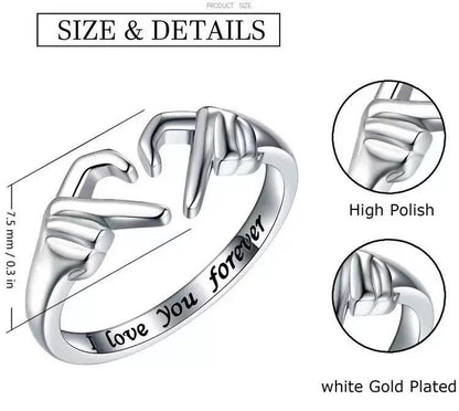 Love Hug Ring Band 925 Sterling Silver Open Finger Adjustable Women Jewelry Gift