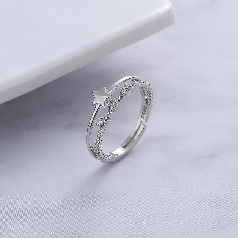 925 Sterling Silver Star Adjustable Ring Women Jewellery Gift UK
