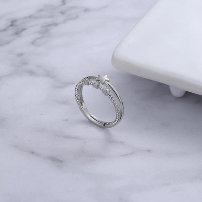 925 Sterling Silver Star Adjustable Ring Women Jewellery Gift UK